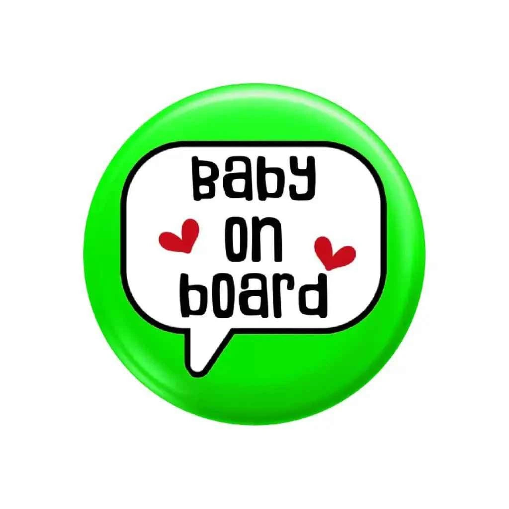EMUWORKS - Baby On Board Badges , Speech Bubble Pregnancy Announcement , Green Pin Button Badge Pinback Closing , Size 2.32 inches 59 mm