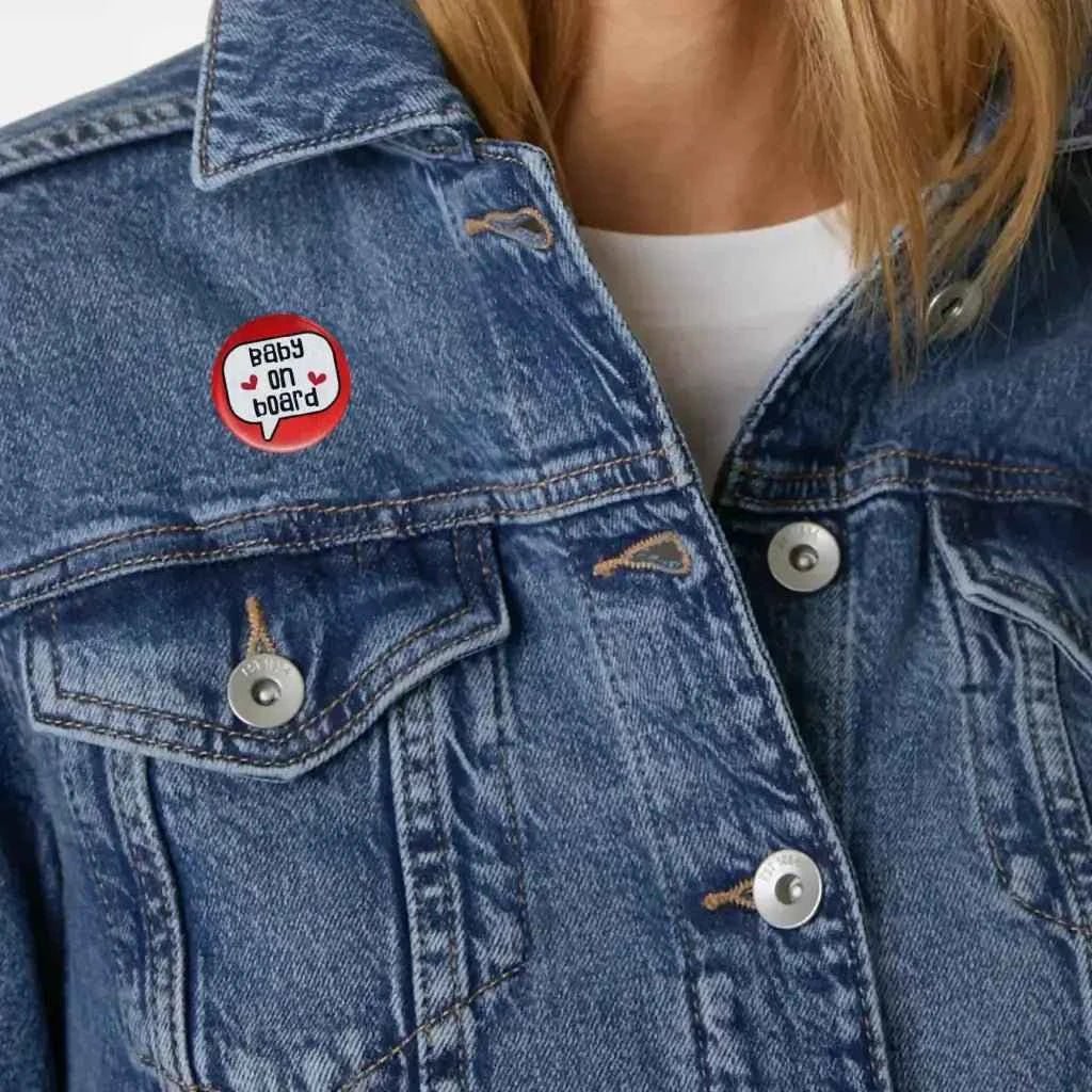 EMUWorks Baby On Board Badges - Speech Bubble Pregnancy Announcement In Style , Red Pin Button Badge Pinback Closing , Size 1 inch 25 mm