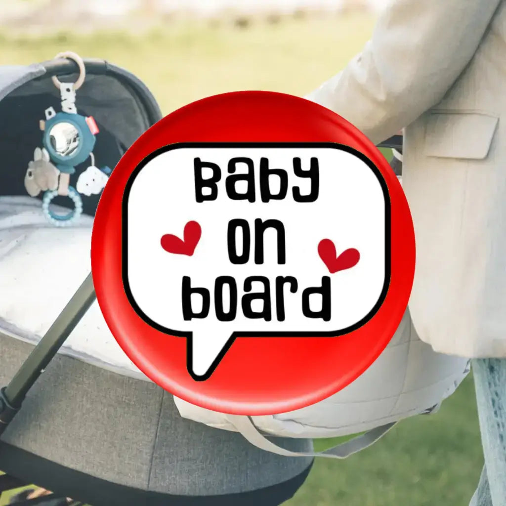 EMUWorks Baby On Board Badges - Speech Bubble Pregnancy Announcement In Style , Red Pin Button Badge Pinback Closing , Size 1 inch 25 mm - EMU Works