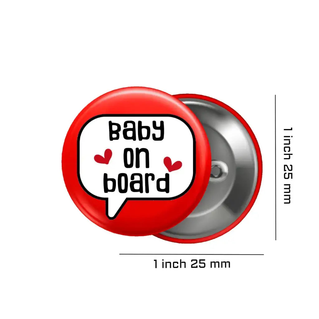 EMUWorks Baby On Board Badges - Speech Bubble Pregnancy Announcement In Style , Red Pin Button Badge Pinback Closing , Size 1 inch 25 mm - EMU Works