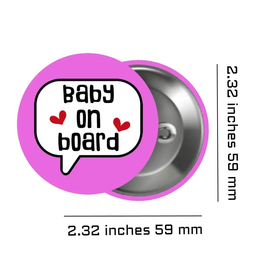 EMUWORKS - Baby On Board Badges , Speech Bubble Pregnancy Announcement , Pink Pin Button Badge Pinback Closing , Size 2.32 inches 59 mm - EMU Works