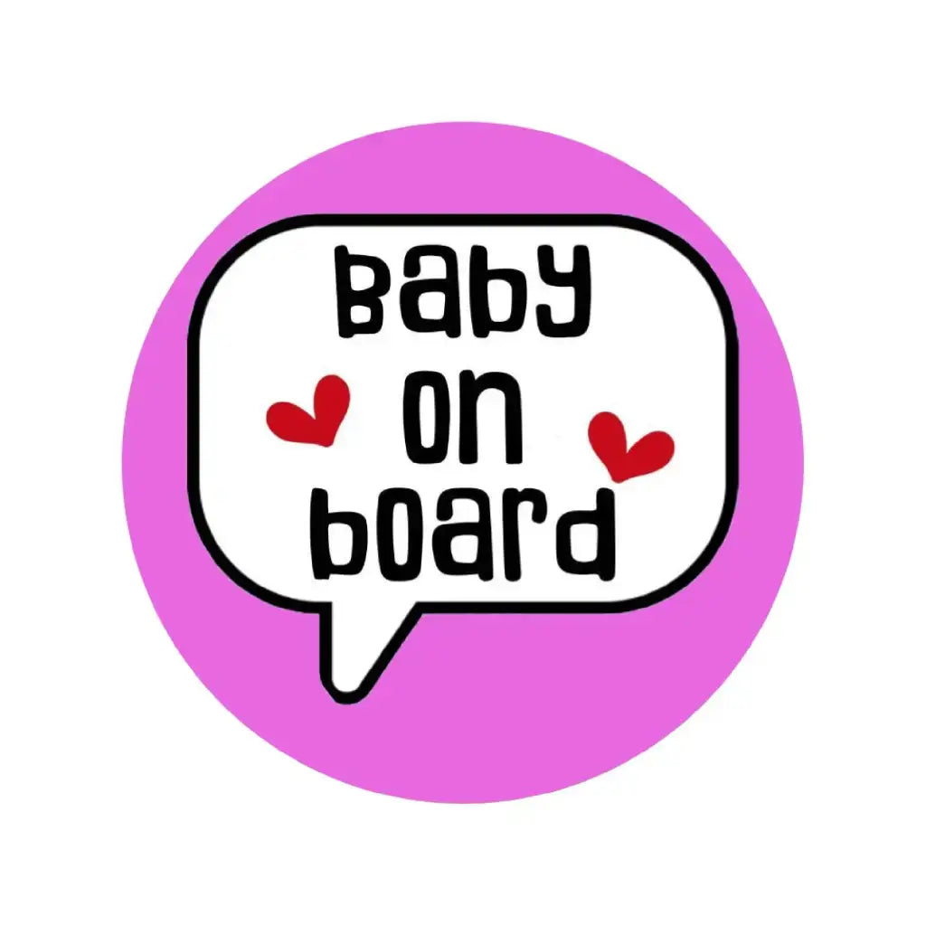 EMUWORKS - Baby On Board Badges , Speech Bubble Pregnancy Announcement , Pink Pin Button Badge Pinback Closing , Size 2.32 inches 59 mm - EMU Works