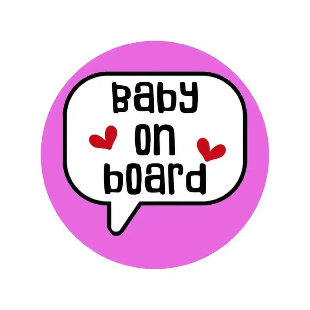 EMUWORKS - Baby On Board Badges , Speech Bubble Pregnancy Announcement , Pink Pin Button Badge Pinback Closing , Size 2.32 inches 59 mm