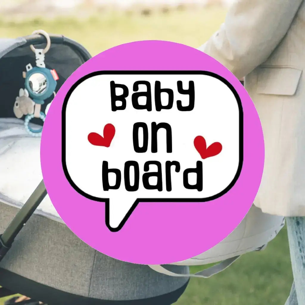 EMUWORKS - Baby On Board Badges , Speech Bubble Pregnancy Announcement , Pink Pin Button Badge Pinback Closing , Size 2.32 inches 59 mm - EMU Works