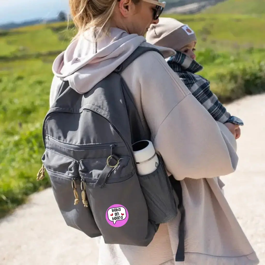 EMUWORKS - Baby On Board Badges , Speech Bubble Pregnancy Announcement , Pink Pin Button Badge Pinback Closing , Size 2.32 inches 59 mm - EMU Works
