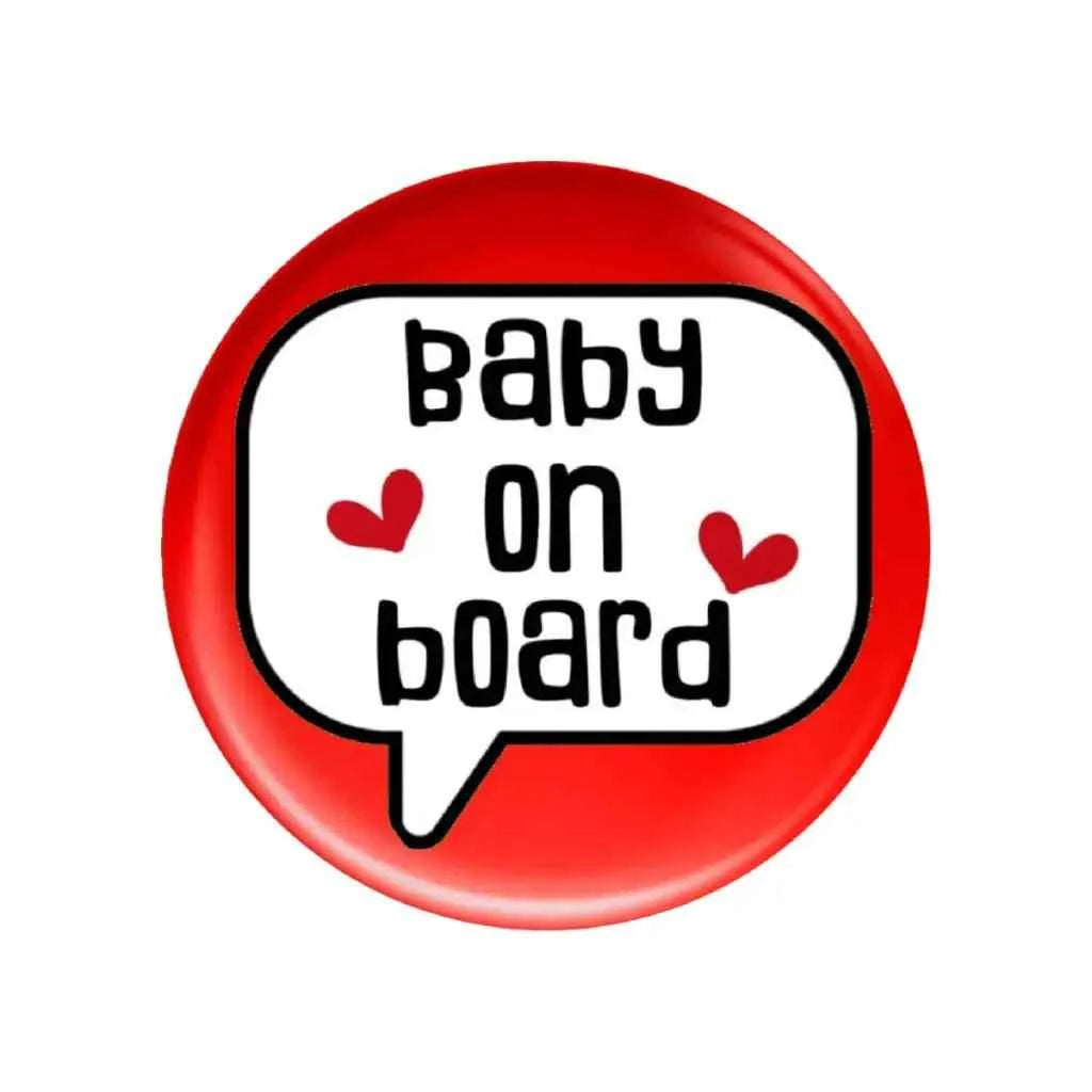 EMUWORKS - Baby On Board Badges , Speech Bubble Pregnancy Announcement , Red Pin Button Badge Pinback Closing , Size 2.32 inches 59 mm