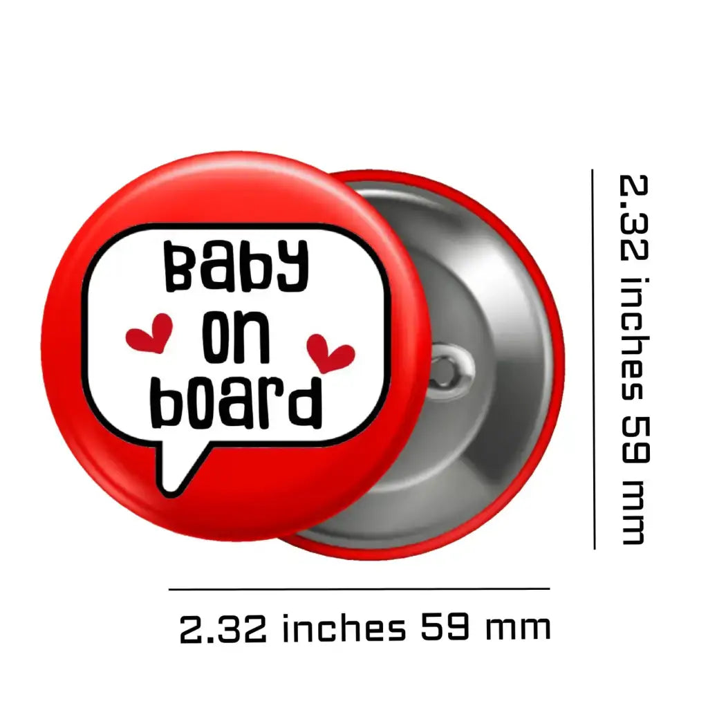 EMUWORKS - Baby On Board Badges , Speech Bubble Pregnancy Announcement , Red Pin Button Badge Pinback Closing , Size 2.32 inches 59 mm - EMU Works