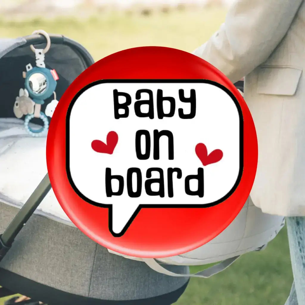 EMUWORKS - Baby On Board Badges , Speech Bubble Pregnancy Announcement , Red Pin Button Badge Pinback Closing , Size 2.32 inches 59 mm - EMU Works