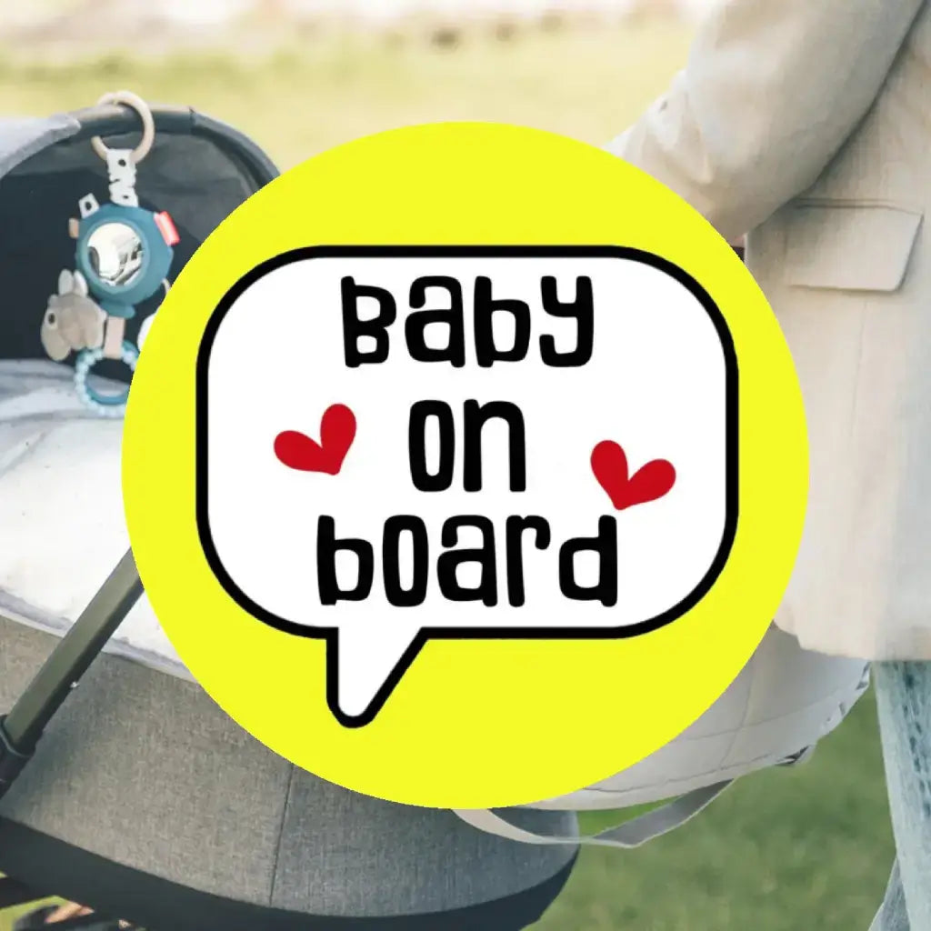 EMUWORKS - Baby On Board Badges , Speech Bubble Pregnancy Announcement , Yellow Pin Button Badge Pinback Closing , Size 2.32 inches 59 mm - EMU Works