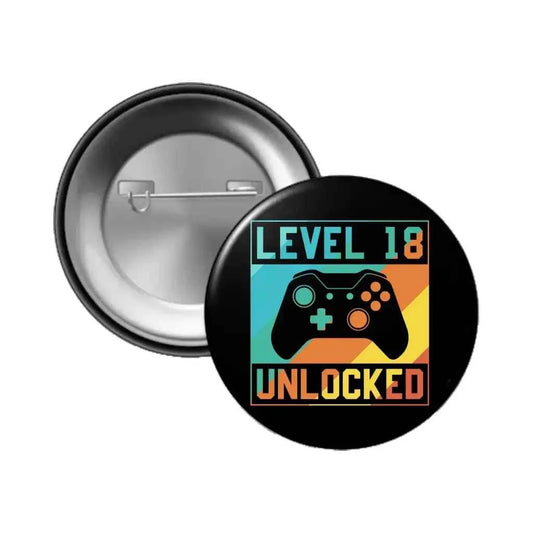 Trendy 18th Birthday Badge - 50mm Pin Button Badge for Gamer Boys and Girls