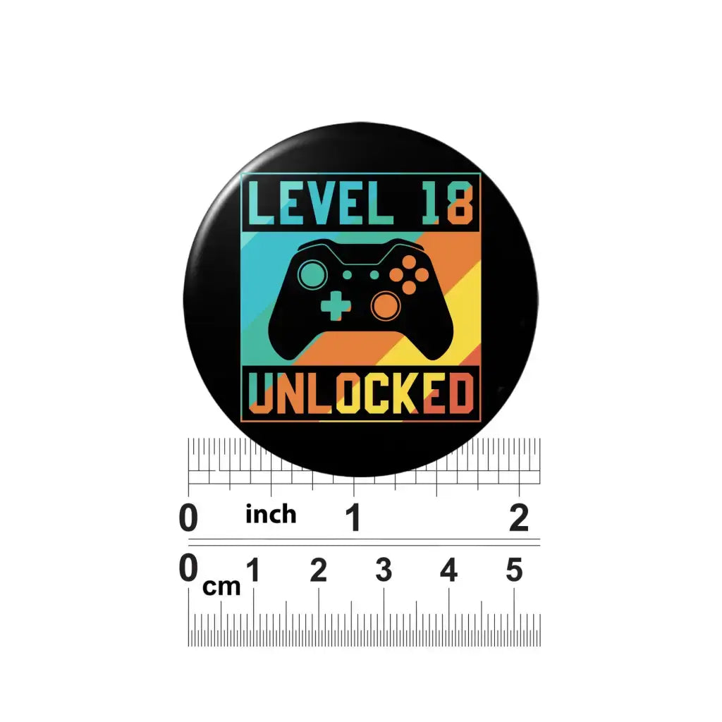 Emuworks 18th Birthday Badge designed for gamers, featuring eye-catching colors that enhance any birthday outfit.