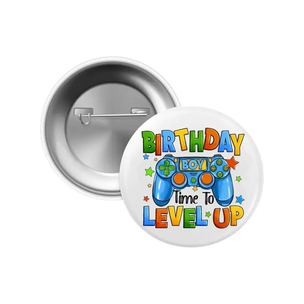 Emuworks Birthday Boy Badge - Any Age Birthday Badge For Gamer Boys, Birthday Party Accessories And Decorations,Pin Button Badge 2.32 in 59 mm - EMU Works