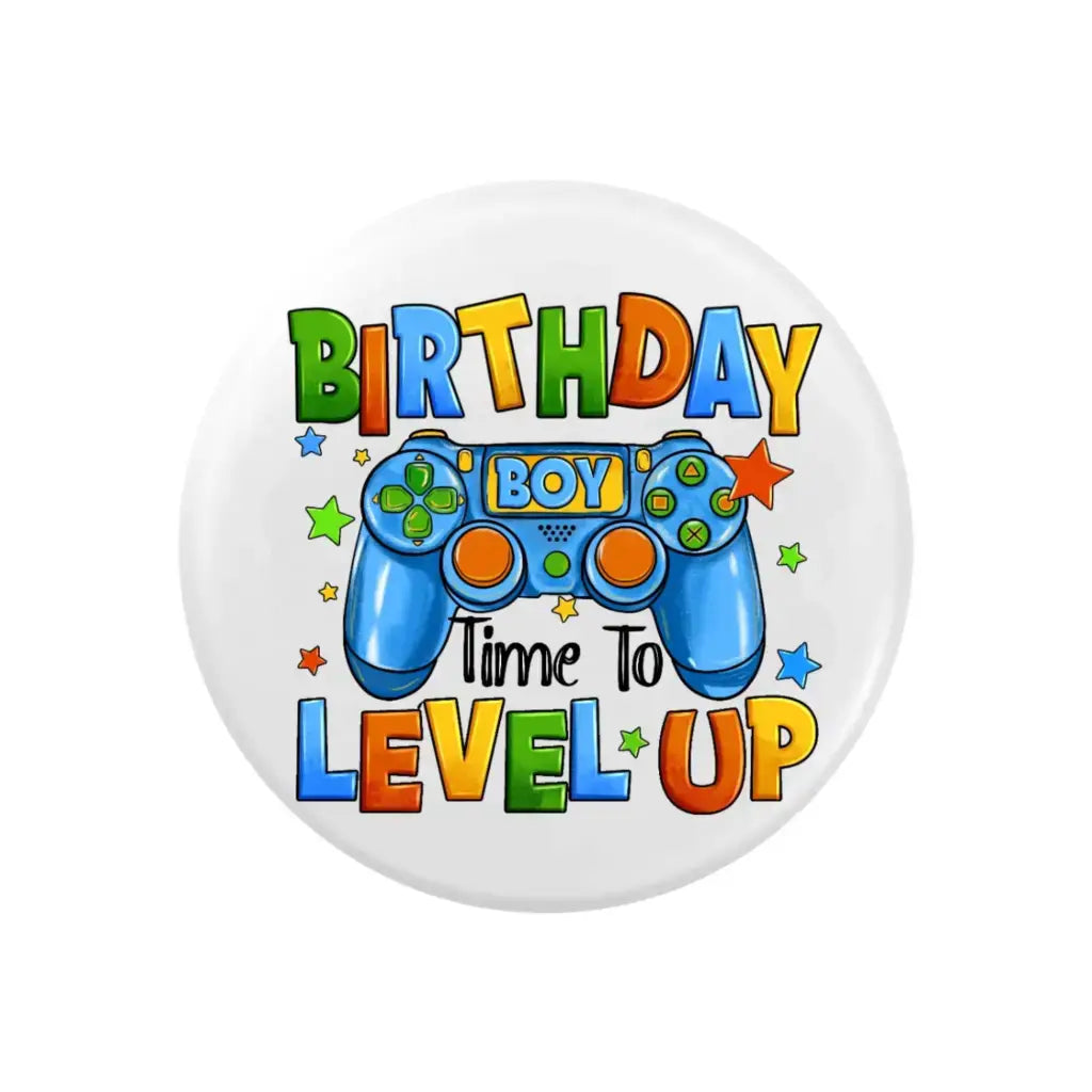 Emuworks Birthday Boy Badge - Any Age Birthday Badge For Gamer Boys, Birthday Party Accessories And Decorations,Pin Button Badge 2.32 in 59 mm - EMU Works