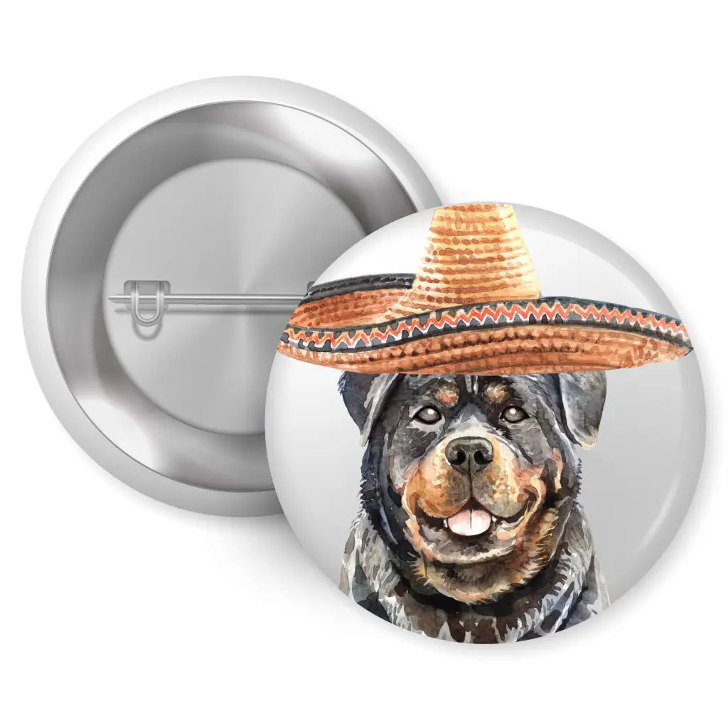 EMUWORKS - Dog Breed Badges , Set of 4 Rottweiler Dogs Featuring Headband Top Hat Sombrero Pirate Hats , Dog Personality Character Badge In Small Size - EMU Works