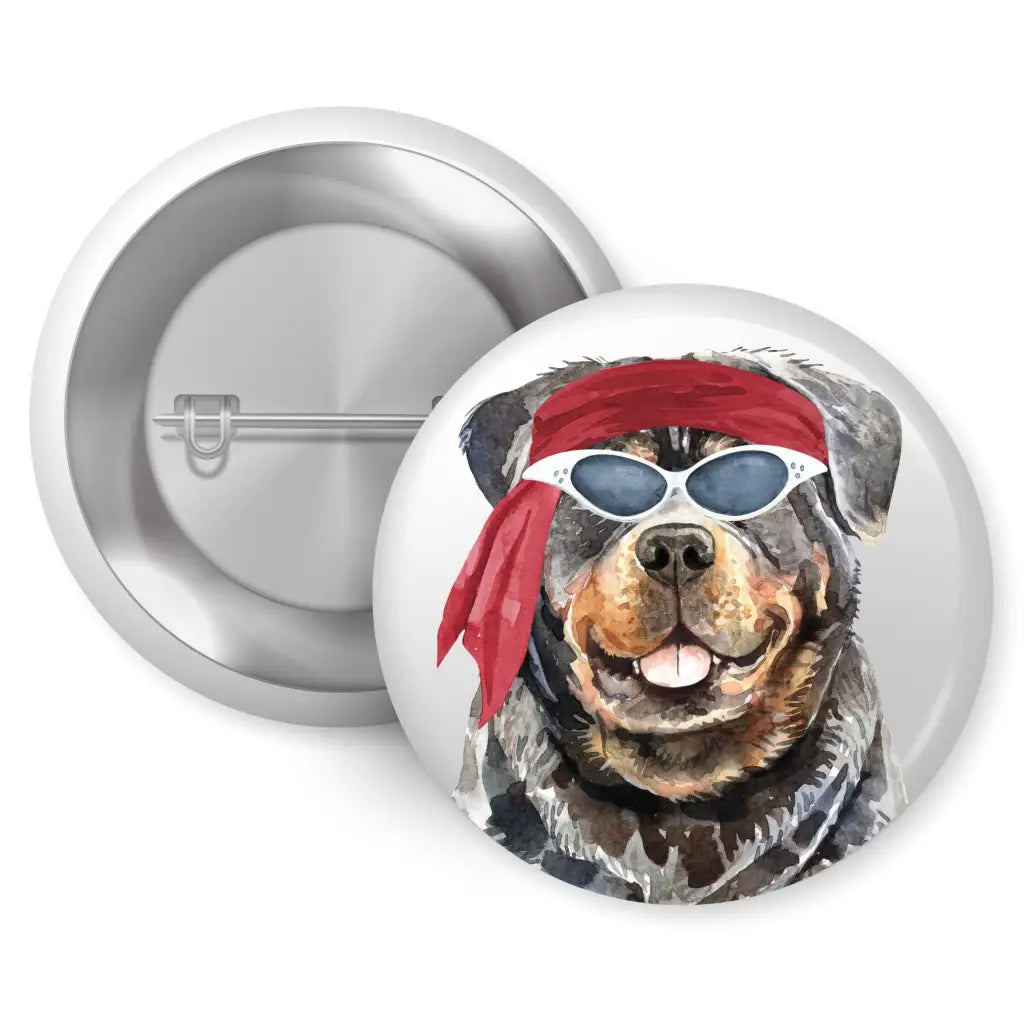 EMUWORKS - Dog Breed Badges , Set of 4 Rottweiler Dogs Featuring Headband Top Hat Sombrero Pirate Hats , Dog Personality Character Badge In Small Size - EMU Works