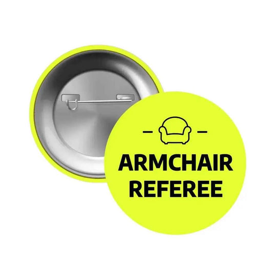 Funny Football Badges - 59mm Armchair Referee Pin for England Fans, Great Gift Idea