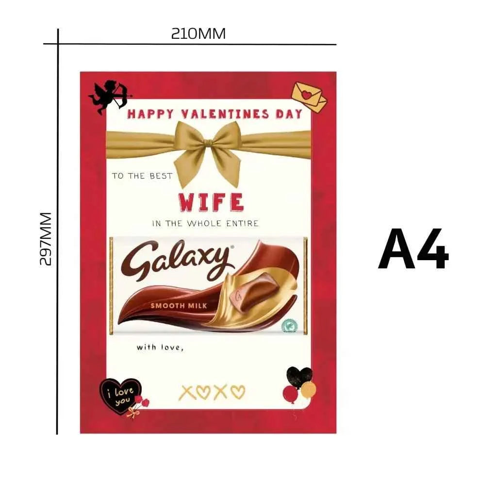 EMUWORKS – Happy Valentine’s Day Letterbox Gifts , Chocolate Board Gift For Her Galaxy Chocolate Bar Included, Gift For Wives Novelty Matt Print Chocolate Board For Wife Valentines