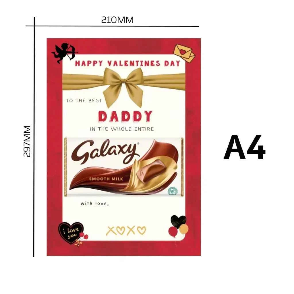 EMUWORKS – Happy Valentine’s Day Letterbox Gifts , Chocolate Board Gift For Him Galaxy Chocolate Bar Included, Gift For Fathers Novelty Matt Print Chocolate Board For Dad Valentines