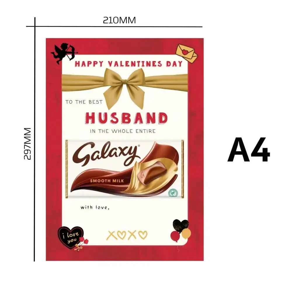 EMUWORKS – Happy Valentine’s Day Letterbox Gifts , Chocolate Board Gift For Him Galaxy Chocolate Bar Included, Gift For Husbands Novelty Matt Print Chocolate Board For Husband Valentines