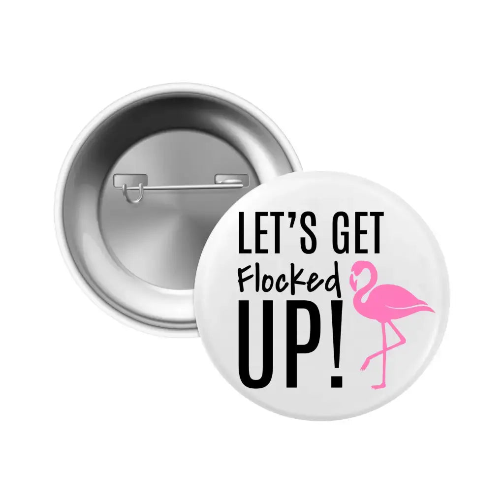 Emuworks Hen Party Accessories: Set of 6 Team Bride Badges, Flamingo I am Getting Flocking Married Design, Bachelorette Party Accessories, Hen Party Decorations, 59mm Round Metal - EMU Works