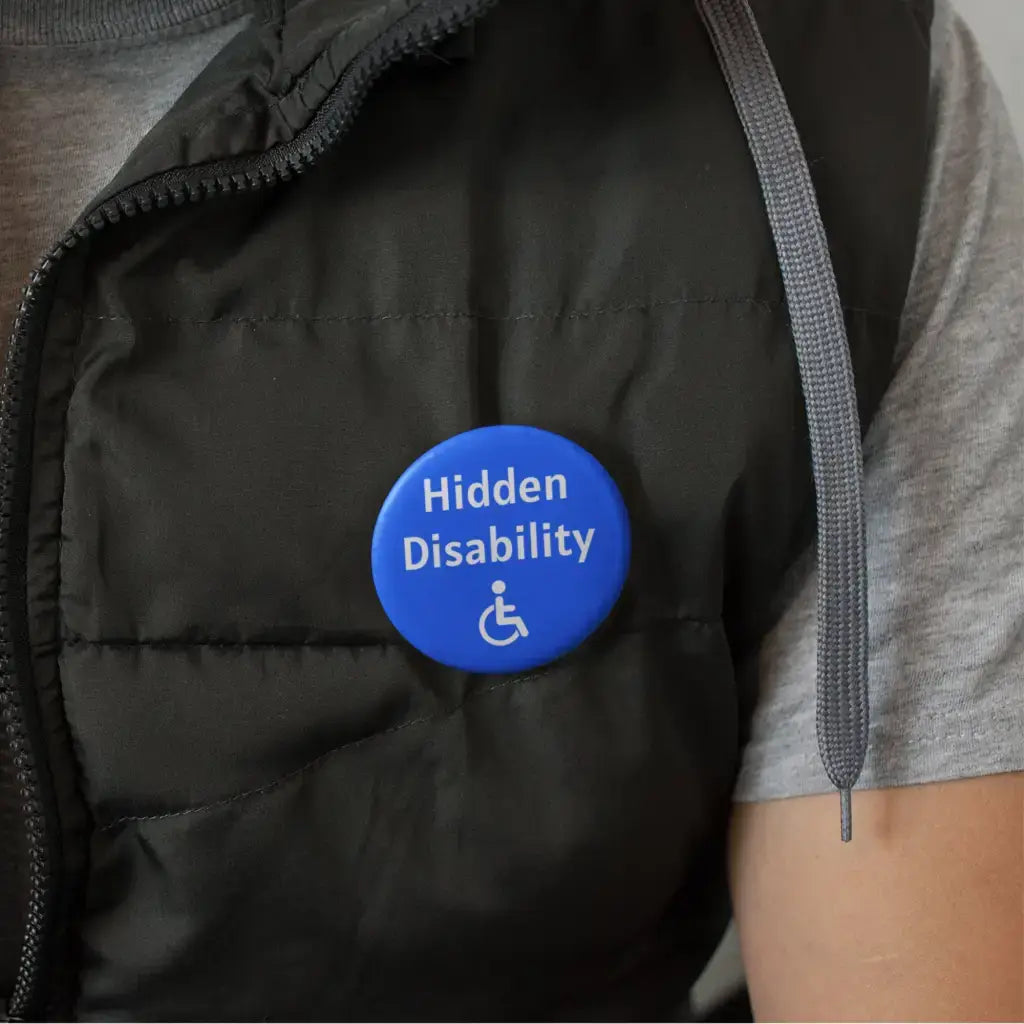 Medical Alert Badge - Hidden Disability Awareness, ID Badge for Autism & Hidden Disabilities, Travel Accessory London Underground TFL Pin Button Badge, Size 2- inches 50 mm - EMU Works