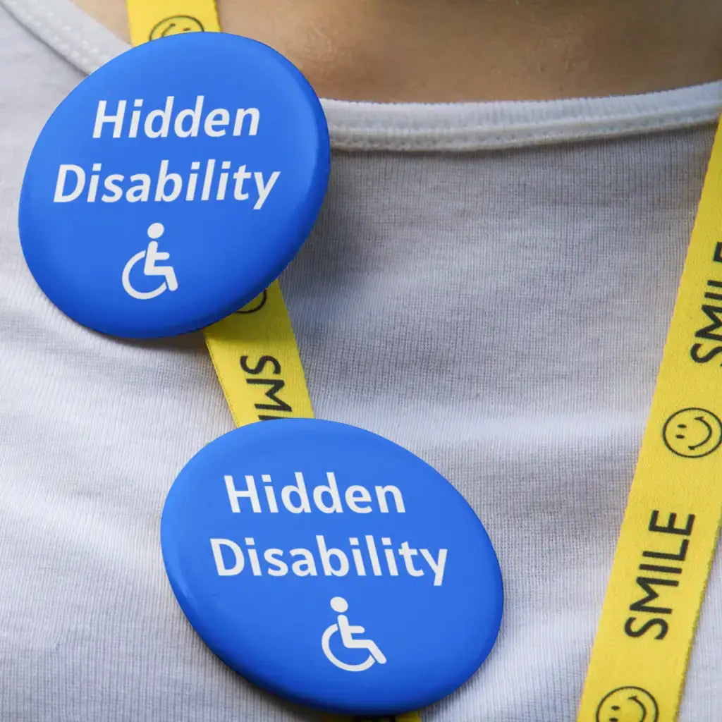 Medical Alert Badge - Hidden Disability Awareness, ID Badge for Autism & Hidden Disabilities, Travel Accessory London Underground TFL Pin Button Badge, Size 2- inches 50 mm - EMU Works