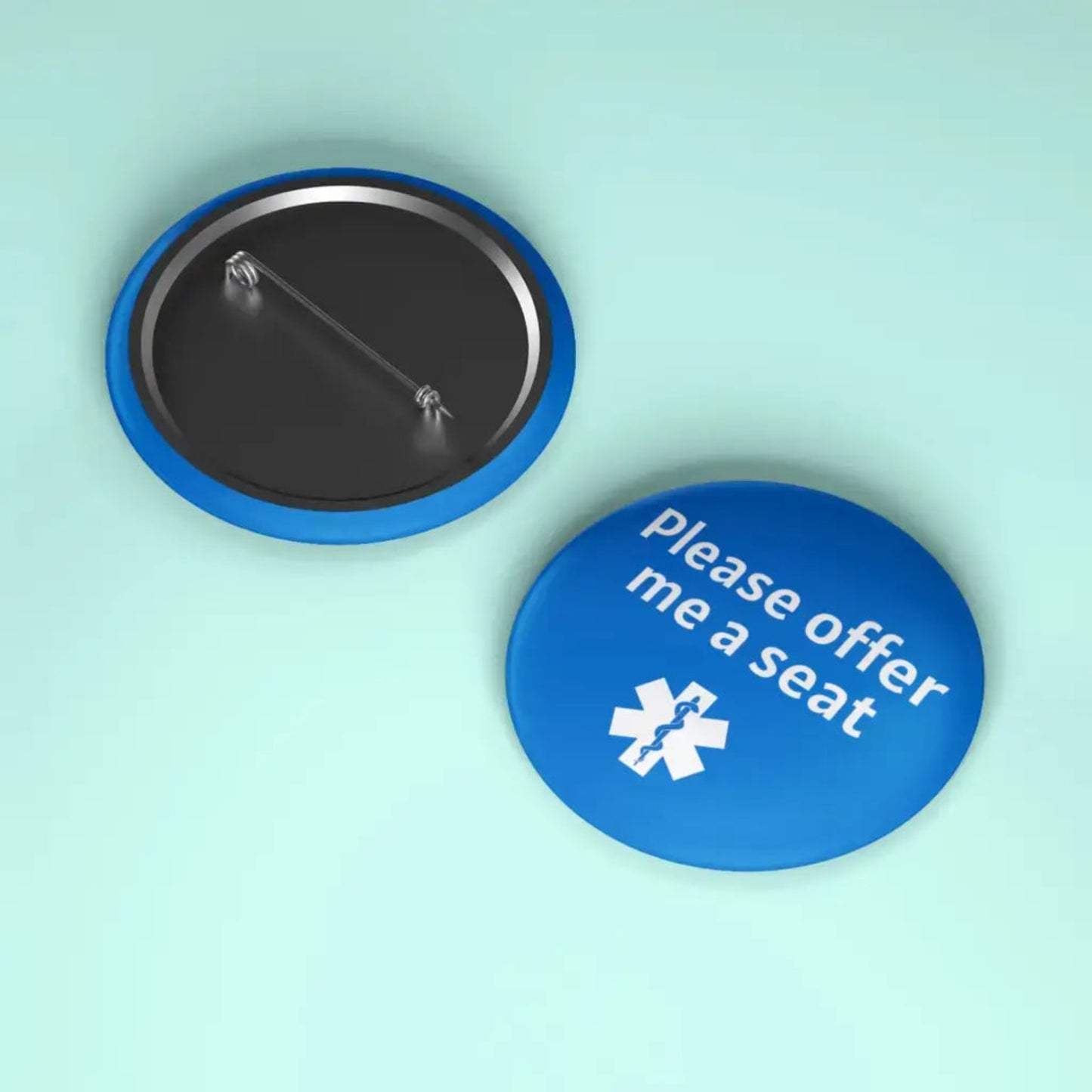 Emuworks Medical Alert Badge - Offer Me A Seat Disability Awareness, ID Badge for Autism & Hidden Disabilities, Travel Accessory London Underground TFL Pin Button Badge, Size 2- inches 50 mm - EMU Works