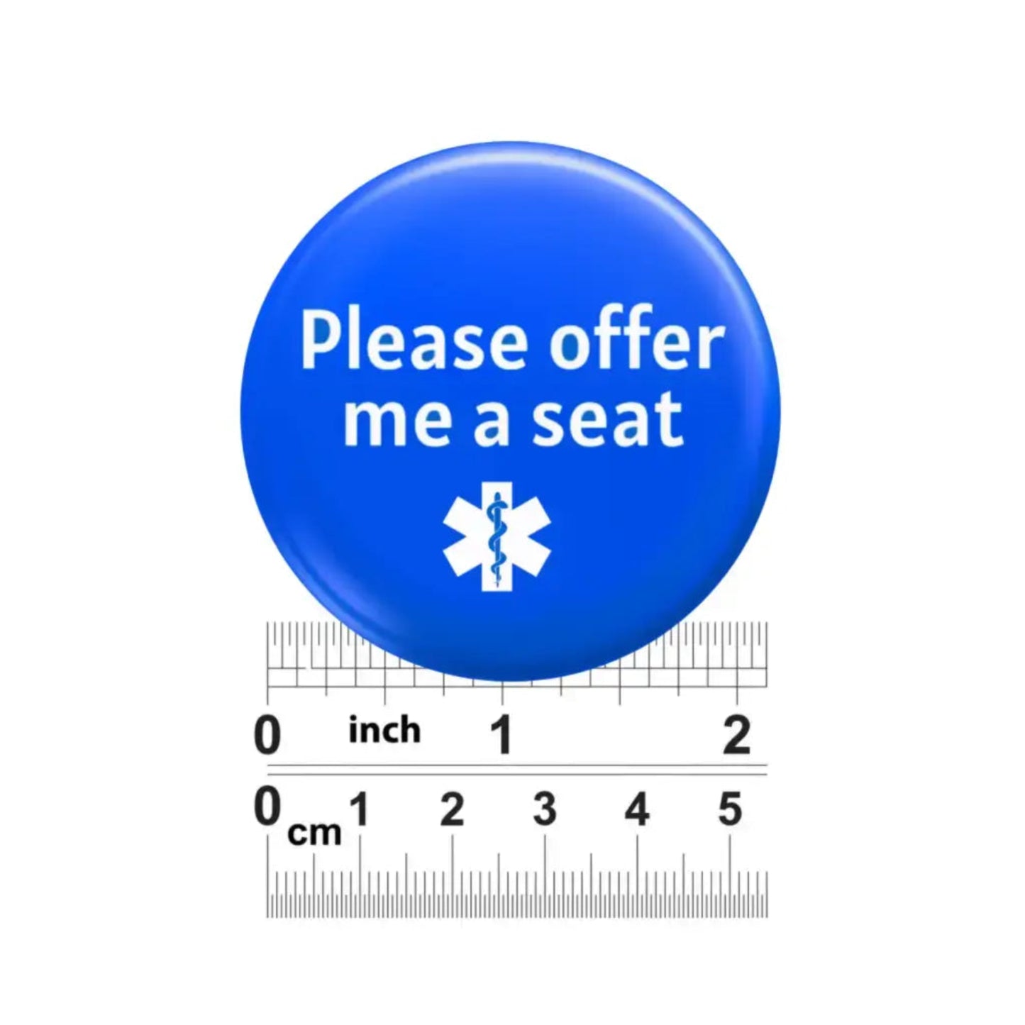 Emuworks Medical Alert Badge - Offer Me A Seat Disability Awareness, ID Badge for Autism & Hidden Disabilities, Travel Accessory London Underground TFL Pin Button Badge, Size 2- inches 50 mm - EMU Works