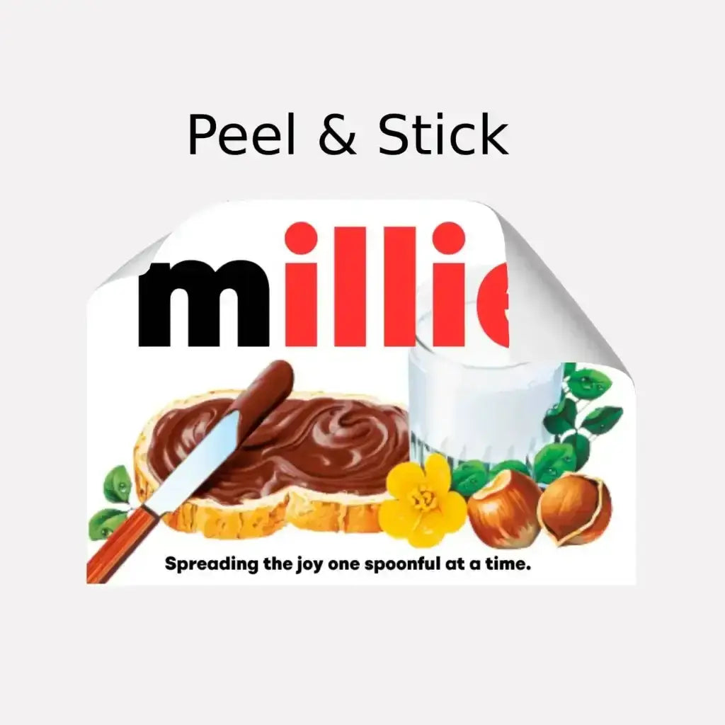 Premade Nutella Name Millie - Jar Sticker - Name Novelty Gift - Fits Jar 300gr - EMU Works