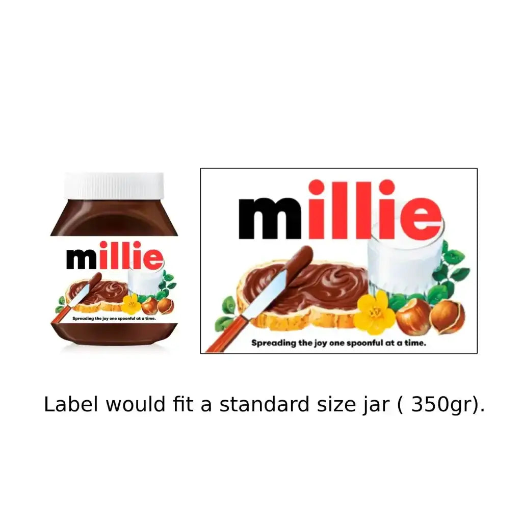 Premade Nutella Name Millie - Jar Sticker - Name Novelty Gift - Fits Jar 300gr - EMU Works
