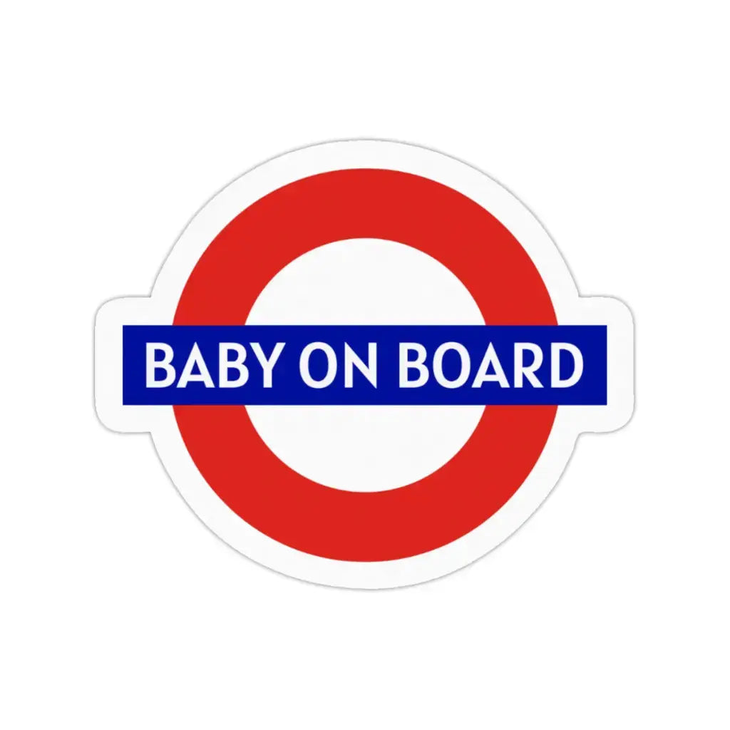 Close-up of the Pregnancy Announcement Stickers - Baby On Board London design, featuring the iconic red and white circular graphic.