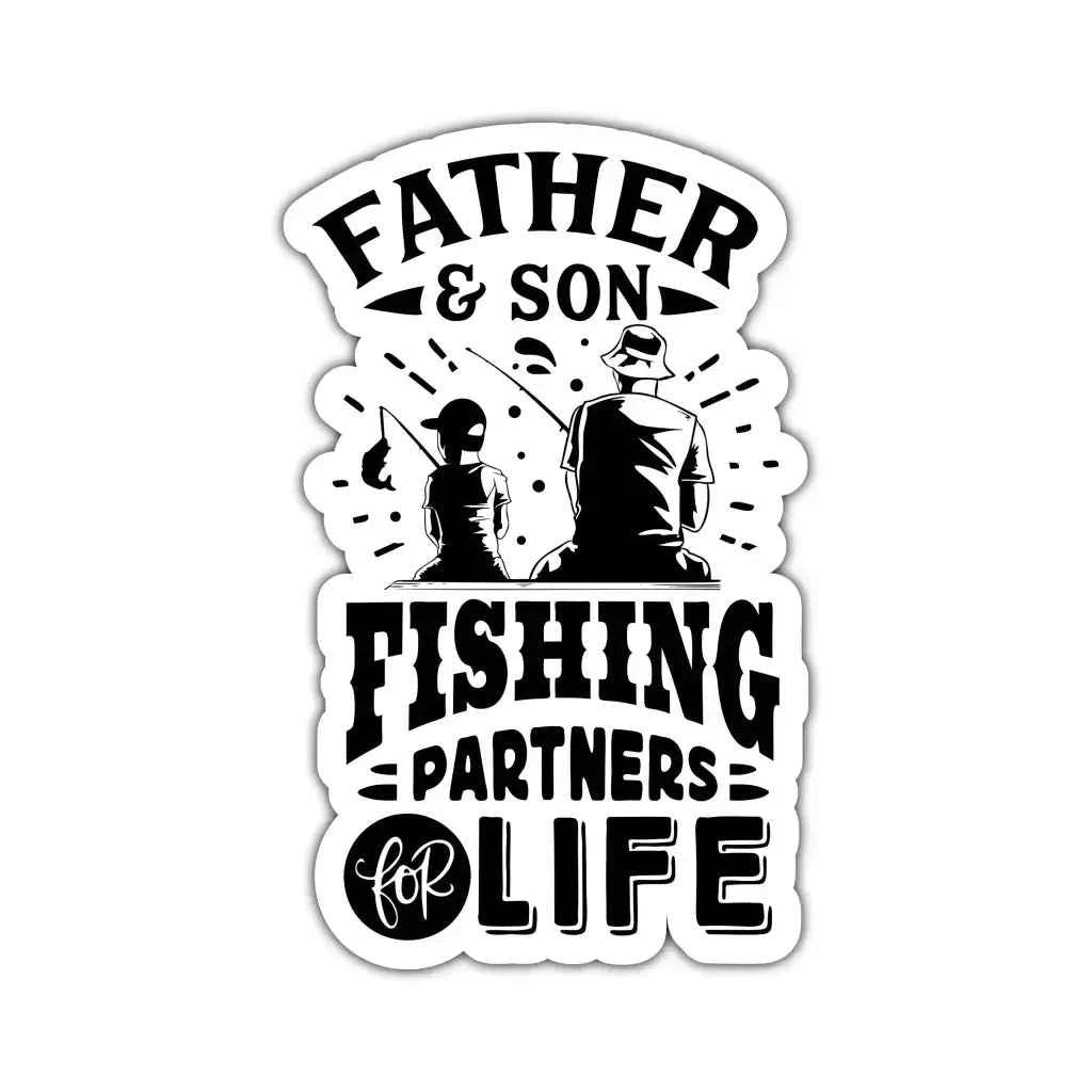 Father And Son Fishing Partners For Life Fishing Humour Matte Vinyl Sticker - 5.5cm x 9cm