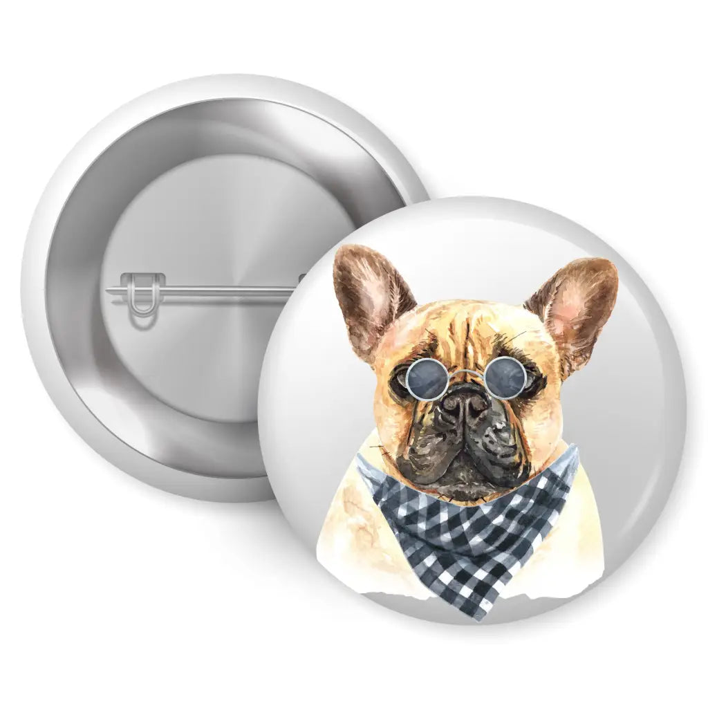 French Bulldog Bandana Dog Bread Pin Button Badge 1in 25mm - EMU Works