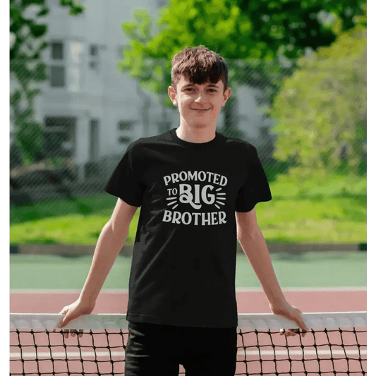 Funny Sayings Kids T-Shirt Promoted To Big Brother Printed Black Tee - EMU Works