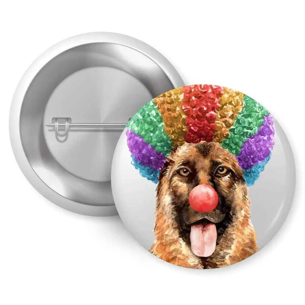 German Shepherd Clown Costume Dog Bread Pin Button Badge 1in 25mm