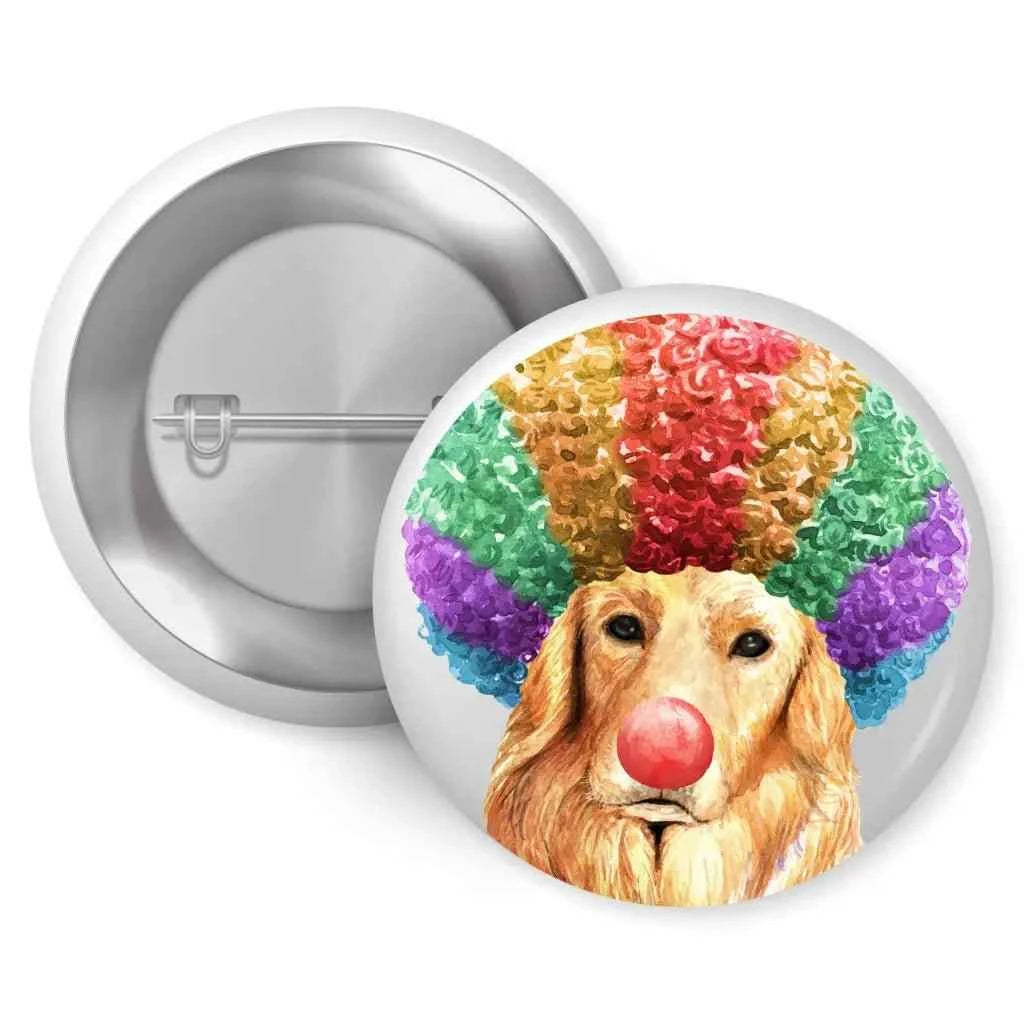 Golden Retriever Clown Costume Dog Breed Pin Button Badge 1in 25mm
