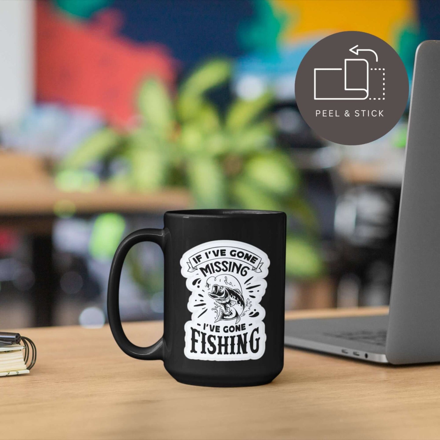 If I’ve Gone Missing I’ve Gone Fishing Humour Matte Vinyl Sticker - 9.2cm x 7cm - EMU Works