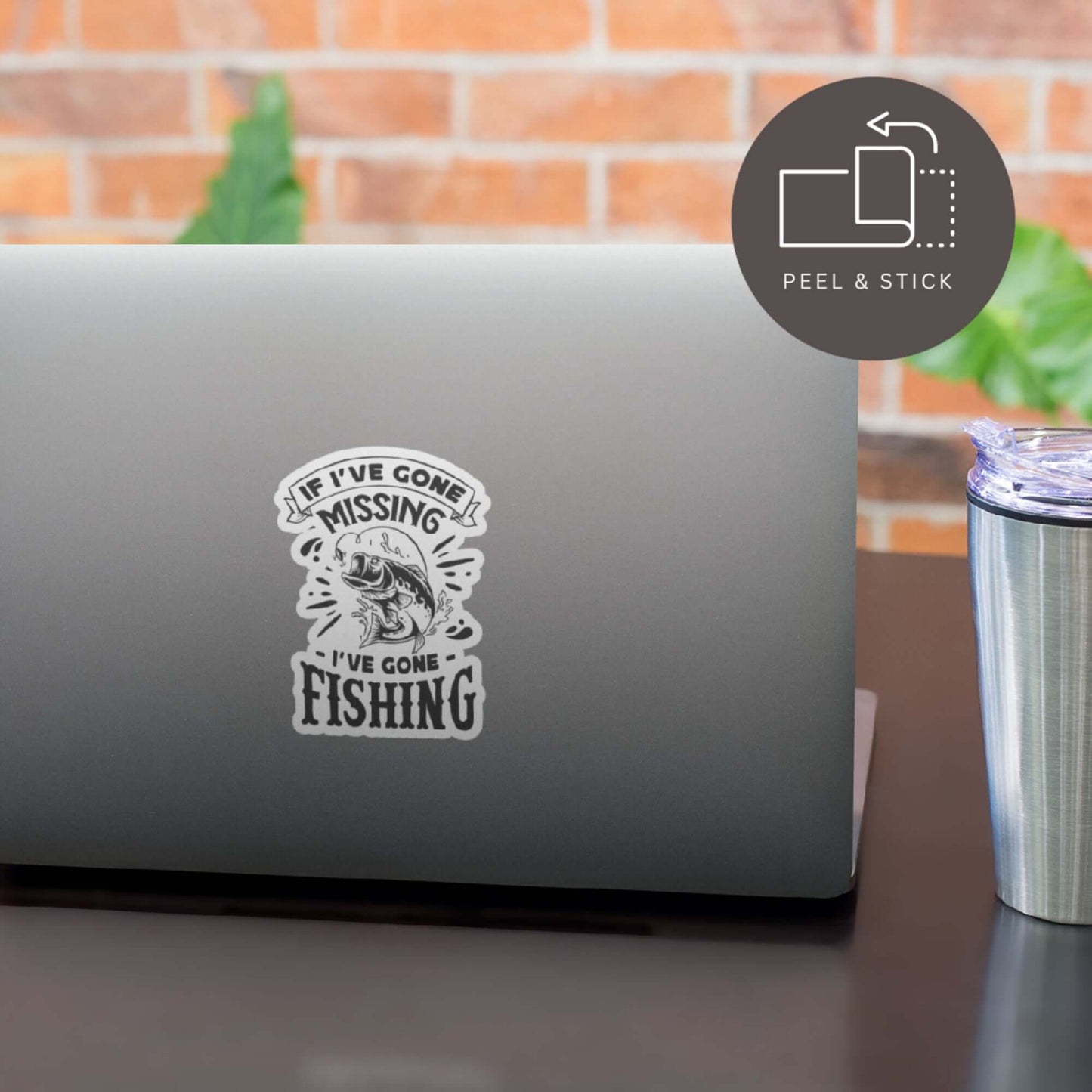 If I’ve Gone Missing I’ve Gone Fishing Humour Matte Vinyl Sticker - 9.2cm x 7cm - EMU Works