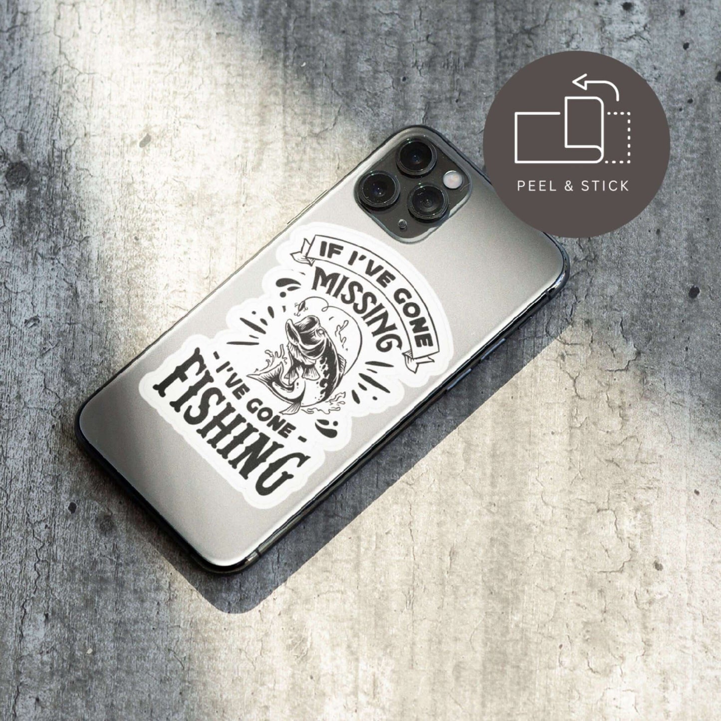 If I’ve Gone Missing I’ve Gone Fishing Humour Matte Vinyl Sticker - 9.2cm x 7cm - EMU Works