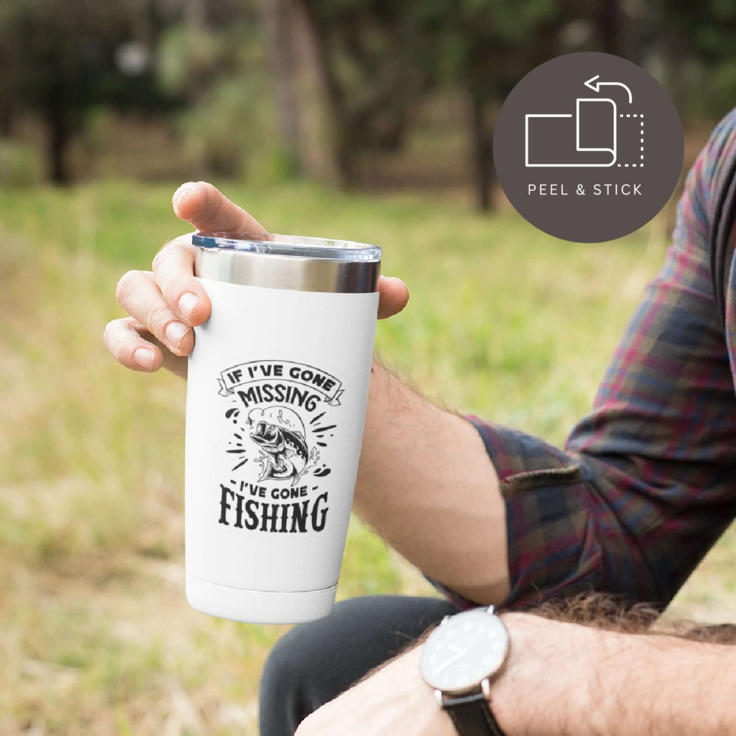 If I’ve Gone Missing I’ve Gone Fishing Humour Matte Vinyl Sticker - 9.2cm x 7cm - EMU Works
