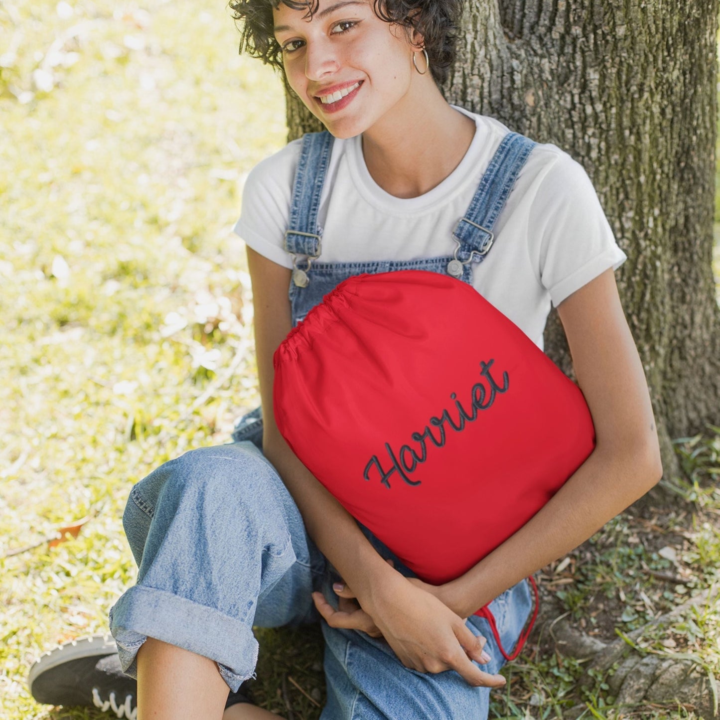 Custom Drawstring Bag - 3D Puff Embroidered Name for Kids & Adults - Premium Cotton Gym/School Bag - EMU Works