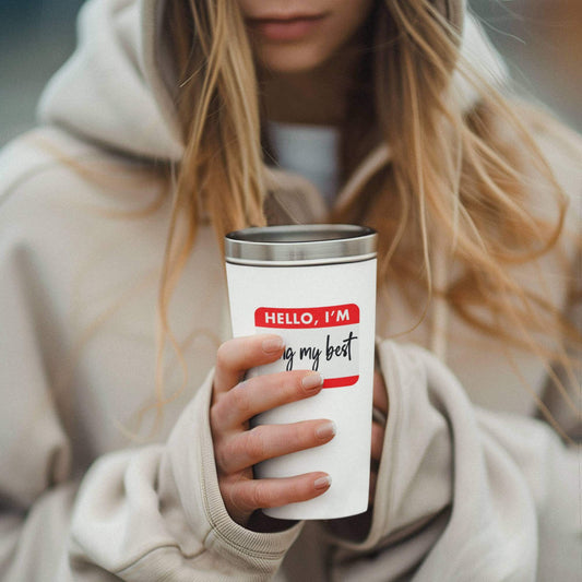 Hello, I’m Doing My Best Mental Health Awareness Glossy Vinyl Sticker - 7.3cm x 5.9cm - EMU Works