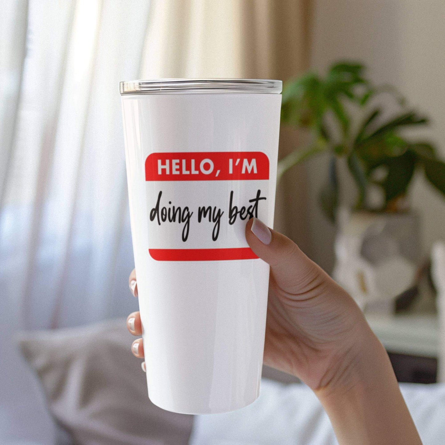 Hello, I’m Doing My Best Mental Health Awareness Glossy Vinyl Sticker - 7.3cm x 5.9cm - EMU Works