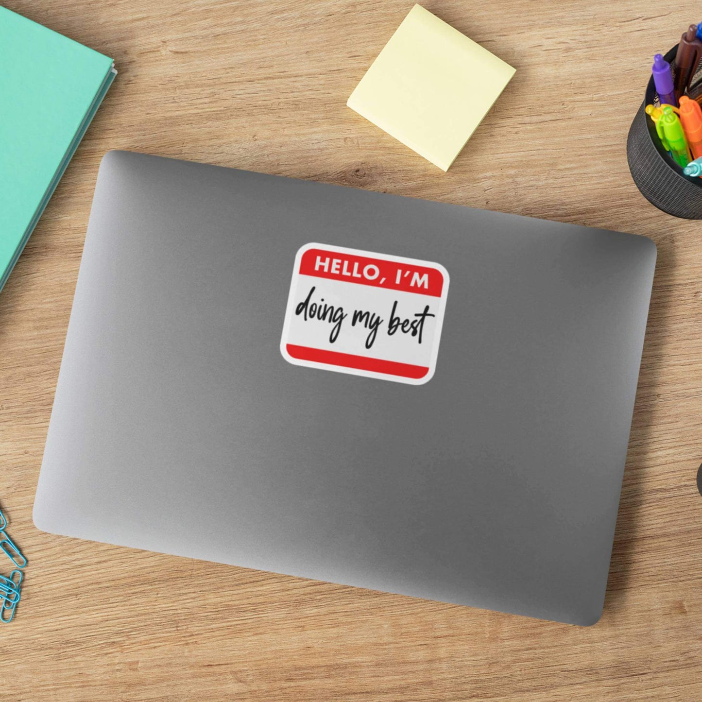 Hello, I’m Doing My Best Mental Health Awareness Glossy Vinyl Sticker - 7.3cm x 5.9cm - EMU Works