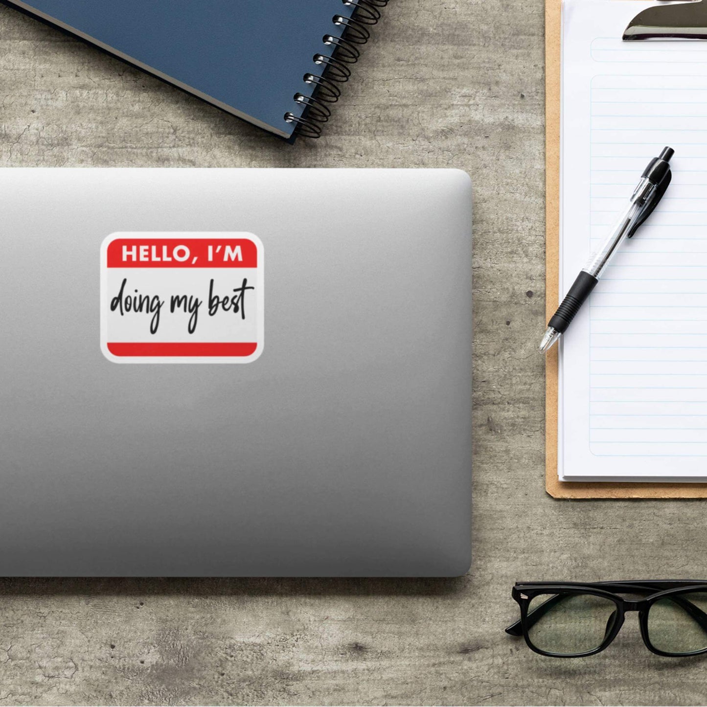 Hello, I’m Doing My Best Mental Health Awareness Glossy Vinyl Sticker - 7.3cm x 5.9cm - EMU Works