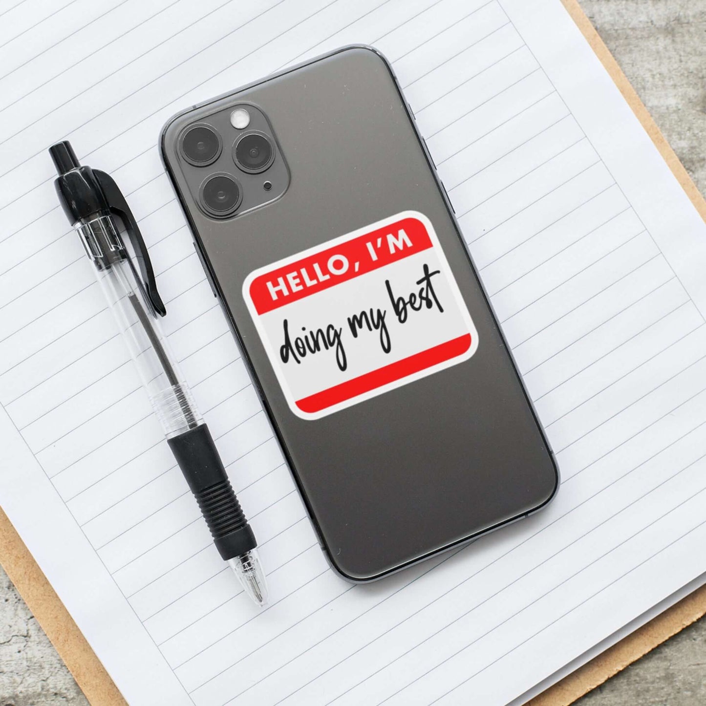 Hello, I’m Doing My Best Mental Health Awareness Glossy Vinyl Sticker - 7.3cm x 5.9cm - EMU Works