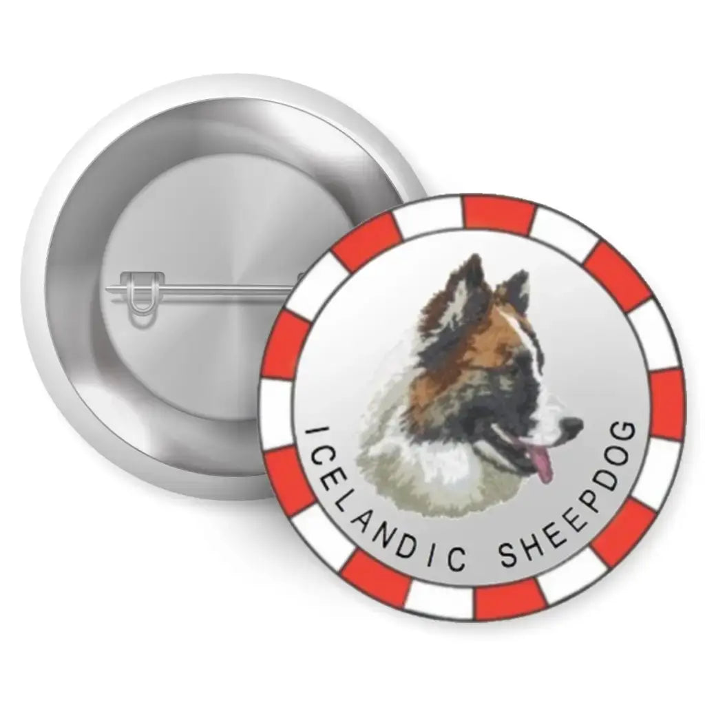 Icelandic Sheepdog Breed Pin Button Badge 1in 25mm - EMU Works