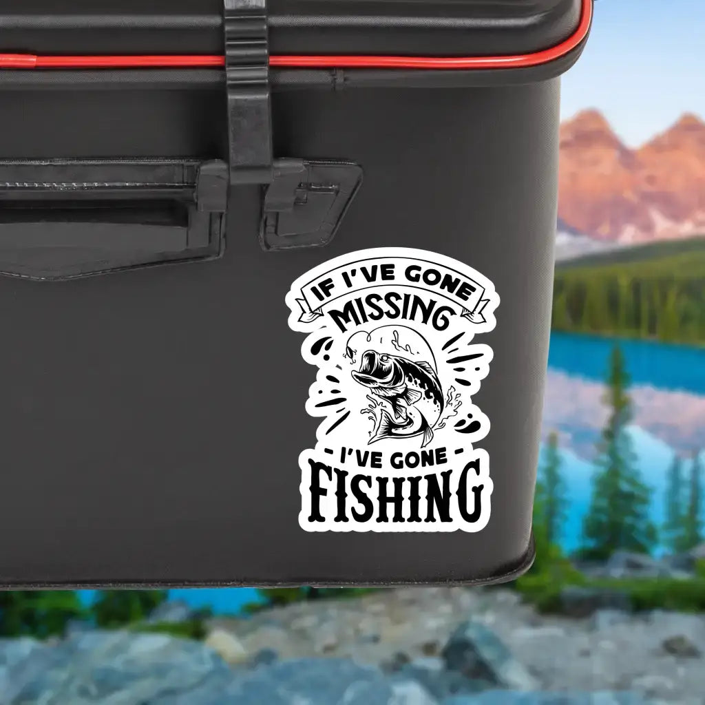 If I’ve Gone Missing I’ve Gone Fishing Humour Matte Vinyl Sticker - 9.2cm x 7cm - EMU Works