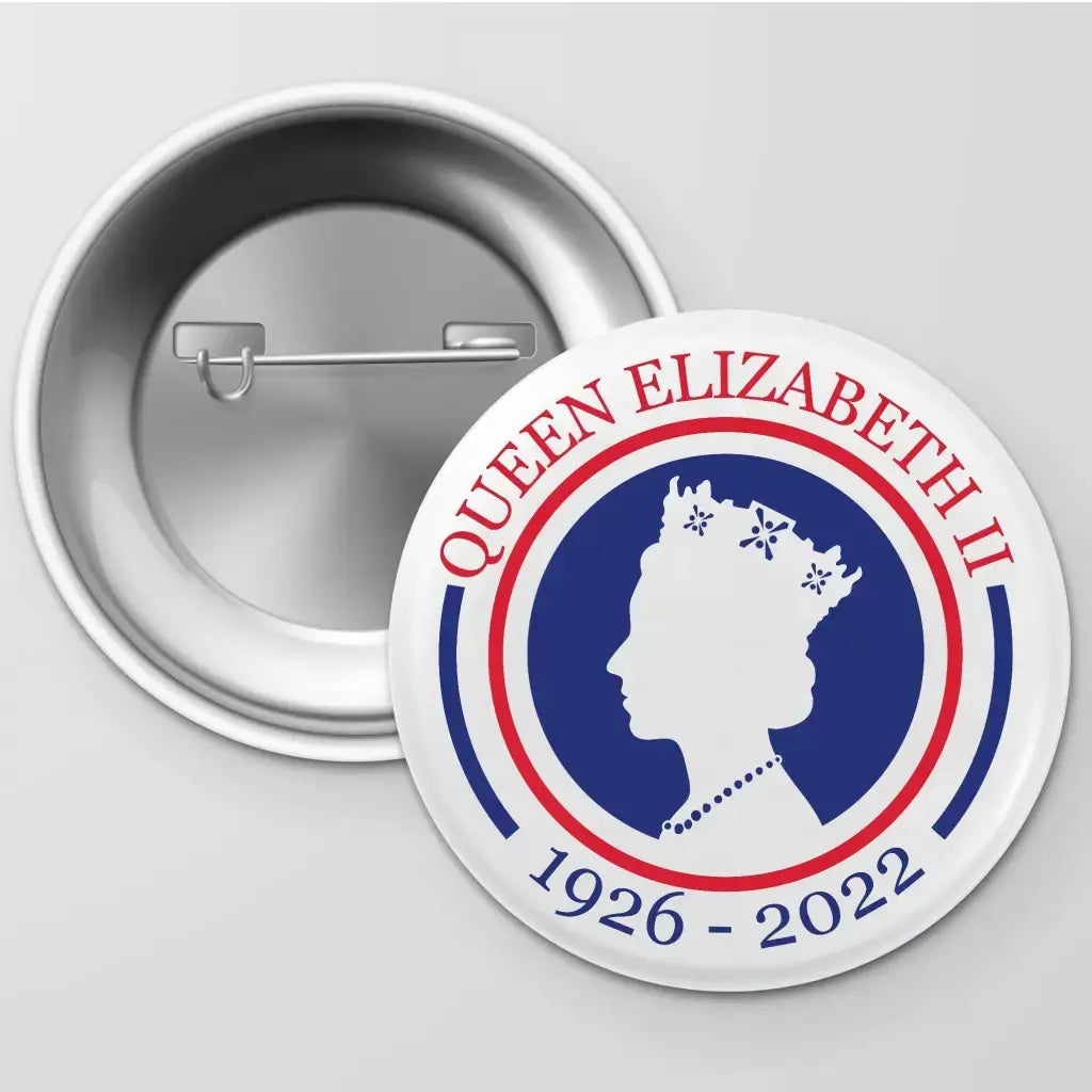 In Memory of Queen Elizabeth II 1926-2022 Remembrance Pin Button Badge 2.32in 59mm - EMU Works