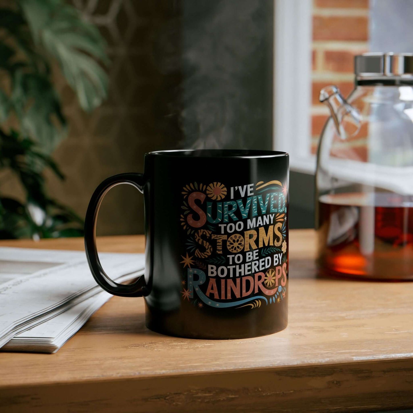 Inspirational Coffee Mug - 'I've Survived Too Many Storms' - Resilient Gift for Daily Motivation - EMU Works